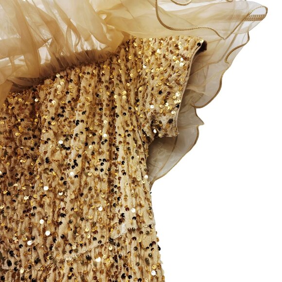 Gold Sequin Off-Shoulder Evening Womens Size 2XL By Dasmzper - Picture 8 of 9